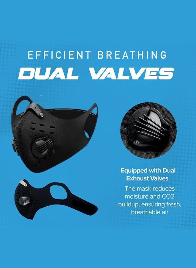 Sweet Life 2pcs Anti-Pollution Face Mask - Military Grade Activated Carbon Protection for Smoke, Exhaust Gas, Dust, Pollen - Ideal for Running, Walking, Cycling, and Outdoor Activities (Pure Black& Black) - Image 4